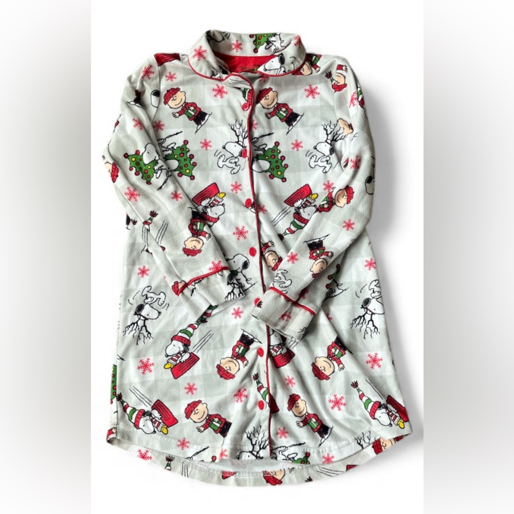 Peanuts Long Sleeve Nightgown Girls Christmas Pajamas Size M